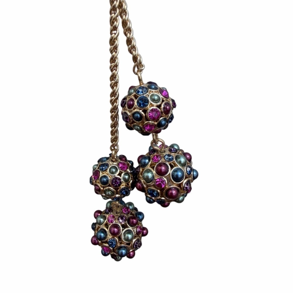 Charter Club 42” Gold Tone Lariat Necklace Multicolor Rhinestone Long Drop Y - Picture 11 of 15